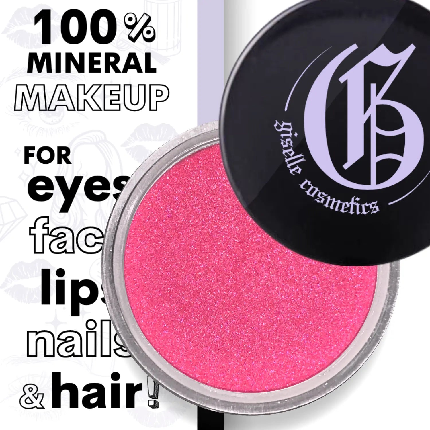 Hot Pink Loose Powder Mineral Eyeshadow Single 3g Giselle Cosmetics