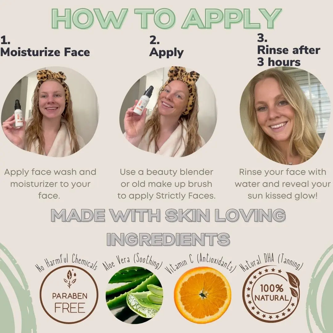 Dark Face Self Tanner Travel Size 2 Fl oz for All Skin Types Giselle Cosmetics