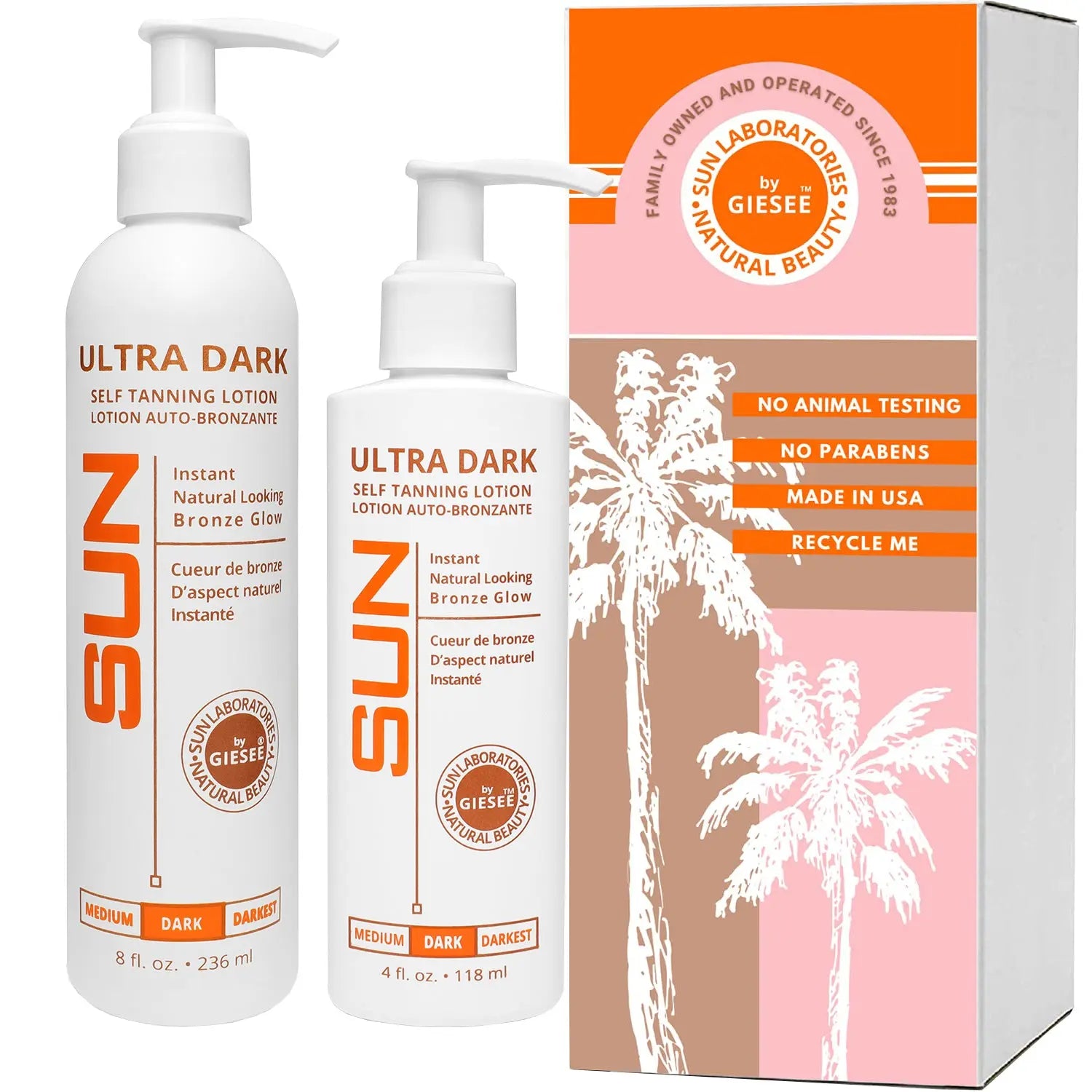 Sun Laboratories Ultra Dark 8 oz Self Tanning Lotion with 4 oz lotion Sun Labs