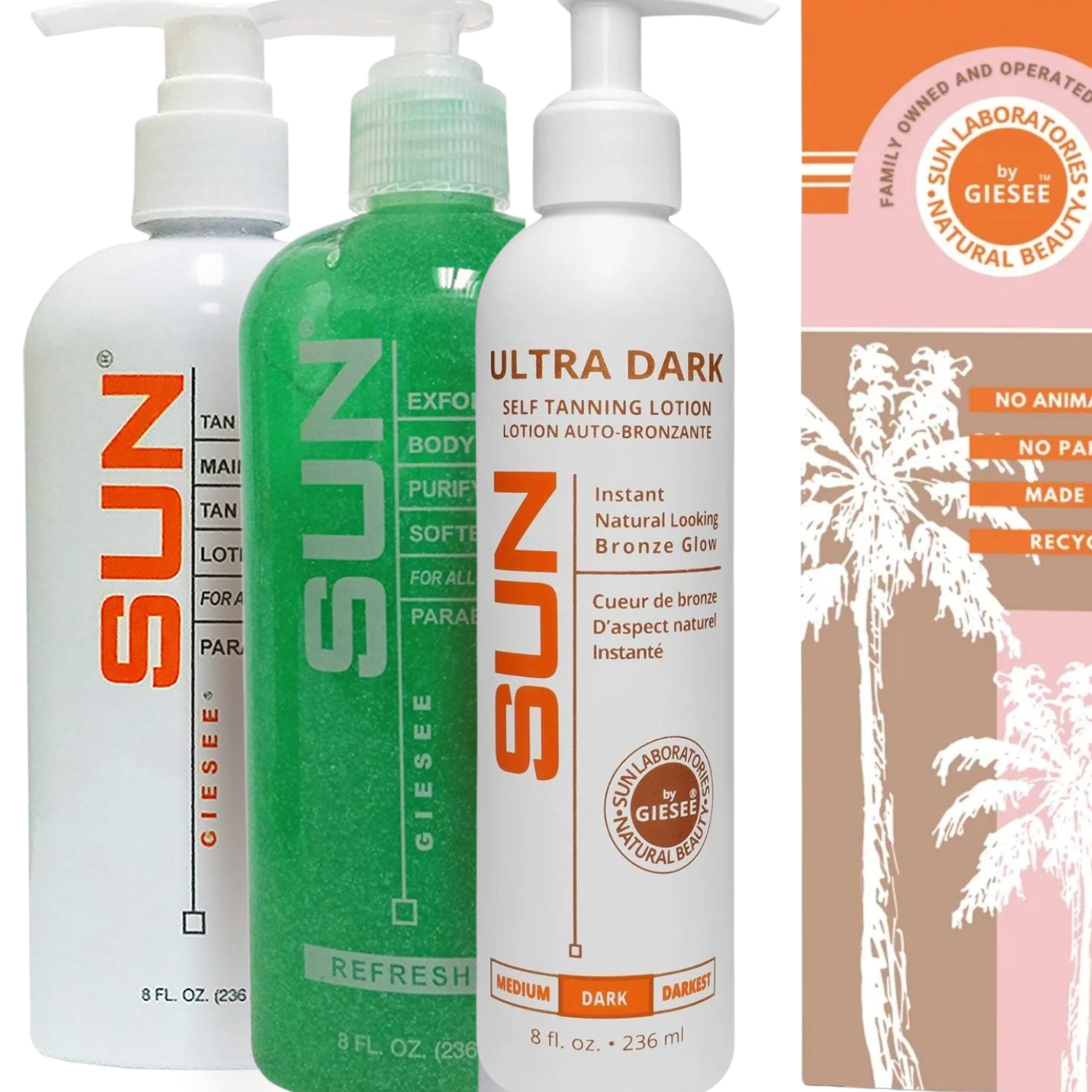 Ultra Dark Self Tanning Lotion Set 8 oz Tan Maintainer and Exfoliant Body Scrub