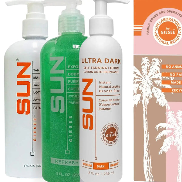 Ultra Dark Self Tanning Lotion Set 8 oz Tan Mainta | Giselle Cosmetics