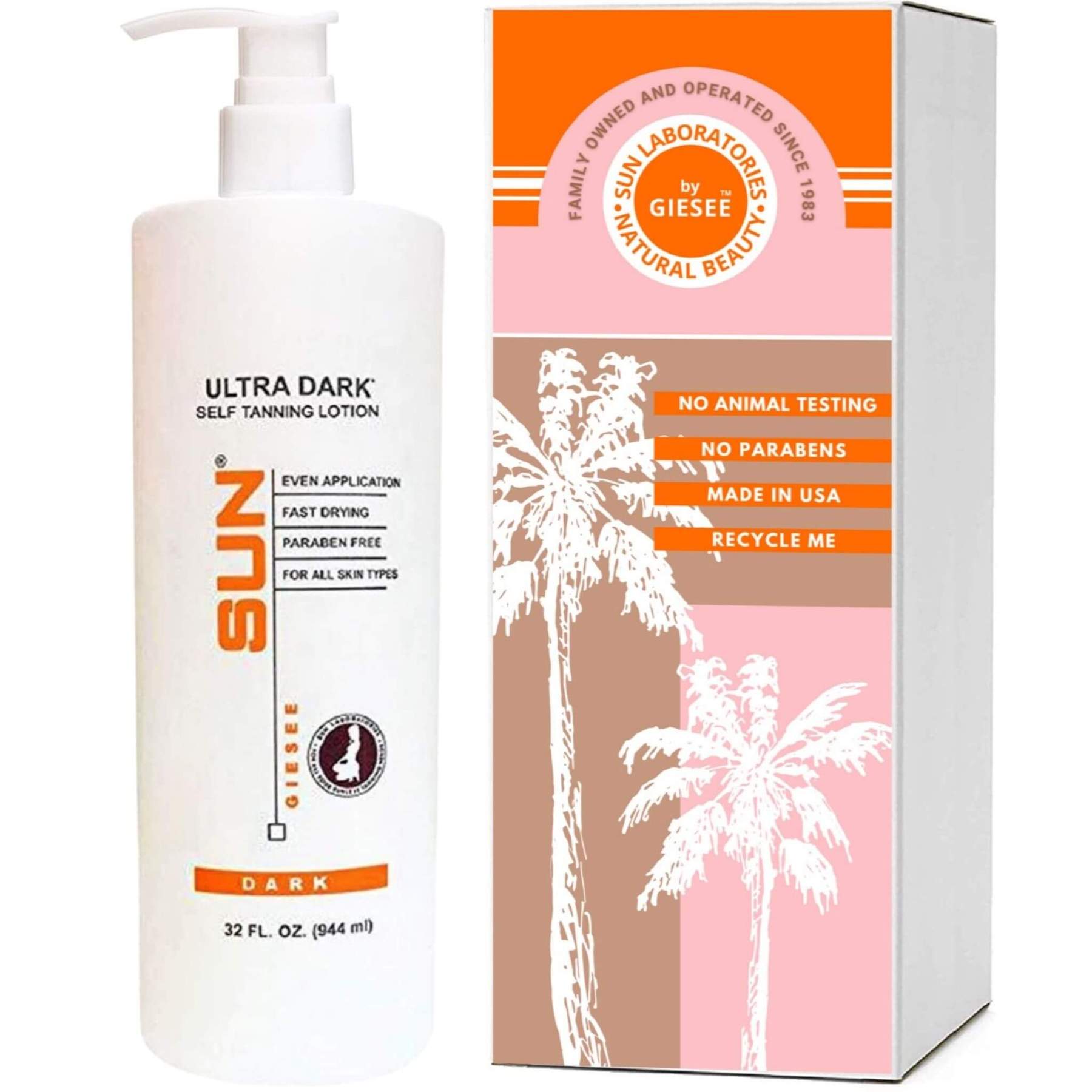 Ultra Dark 32 oz. Self Tanning Lotion Instant Tint Fast Drying Streak-Free